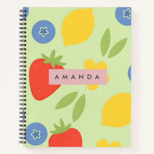 Personalized Strawberry Lemon Blueberry Fruit Notebook