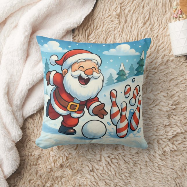 Personalized Striking Santa Bowling  Cushion (Blanket)