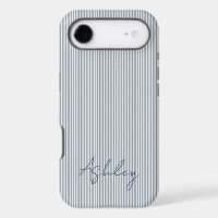 Personalized Striped Blue Tones Minimalist Chic