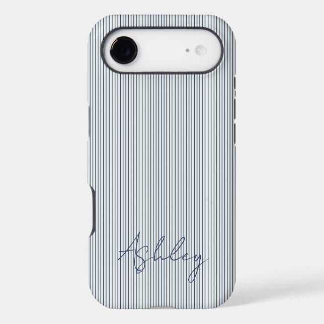 Personalized Striped Blue Tones Minimalist Chic (Back)