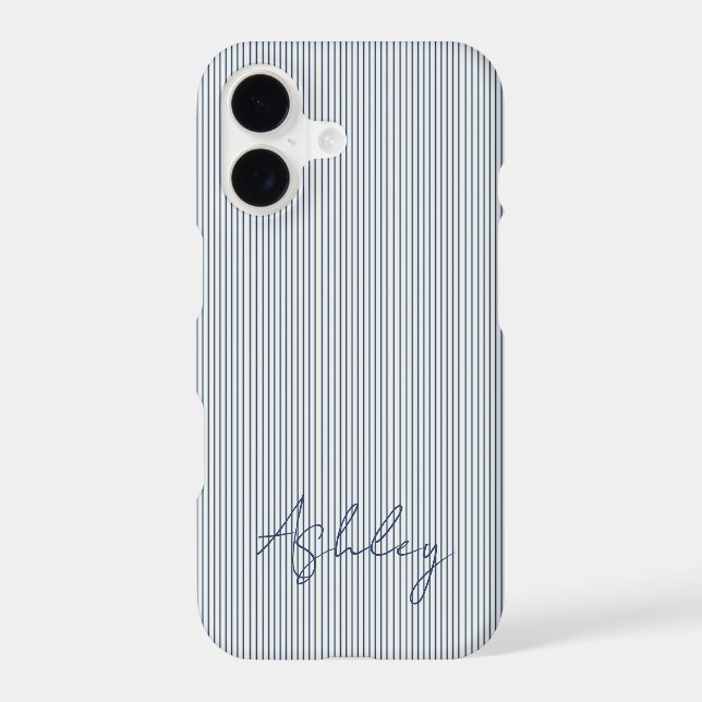 Personalized Striped Blue Tones Minimalist Chic (Back)