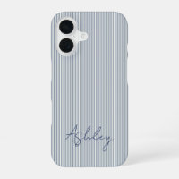 Personalized Striped Blue Tones Minimalist Chic