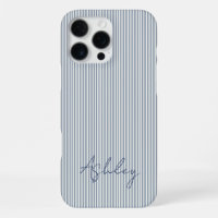 Personalized Striped Blue Tones Minimalist Chic