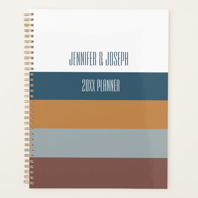 Personalized Striped Custom Couples Year Planner (Front)