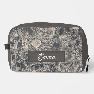Personalized Stylish Black Paris Toile Design Dopp Kit
