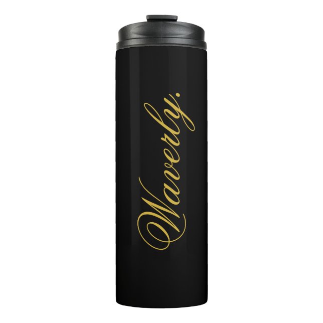 Personalized Stylish Black Thermal Drink Tumbler (Front)