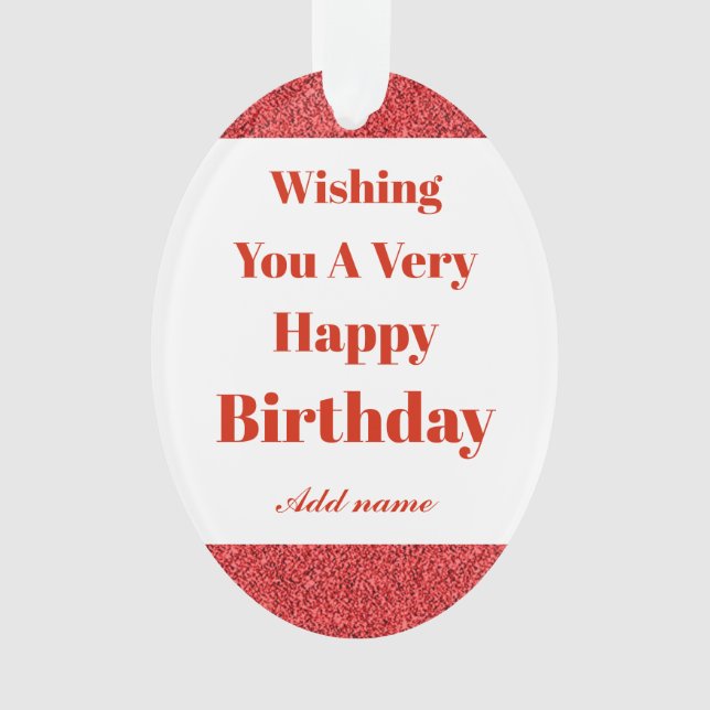 Personalized stylish happy birthday ornament (Front)