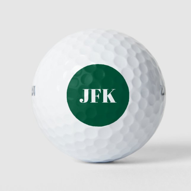 Personalized Stylish monogram green Golf Balls (Front)