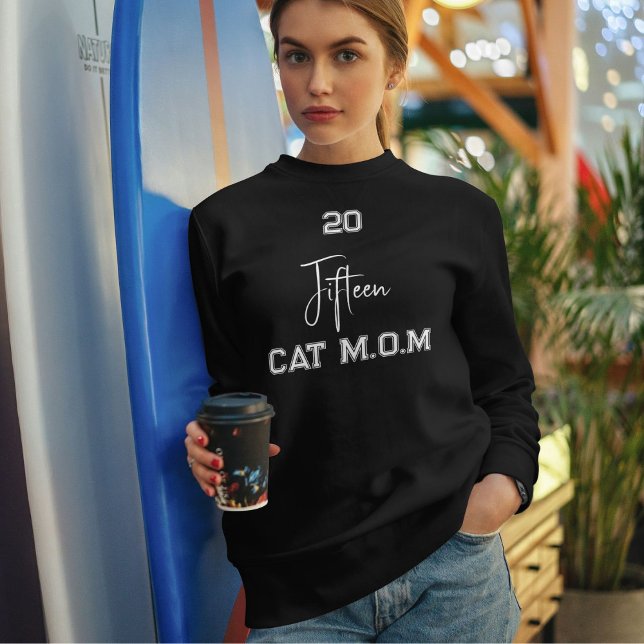 Personalized Stylish Script Establish Date Cat Mom Sweatshirt (Creator Uploaded)