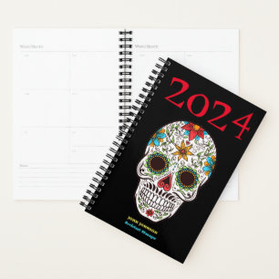 Personalized SUGAR SKULL Cool Men Daily Monthly 24 Planner