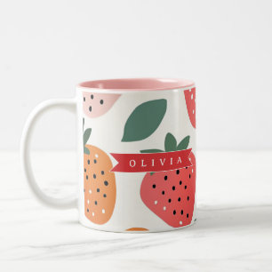 Personalized Summer Colorful Strawberry Pattern Two-Tone Coffee Mug