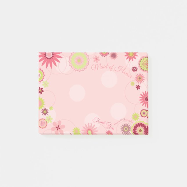 Personalized Summer Floral Pretty Pink Post-it Notes (Front)