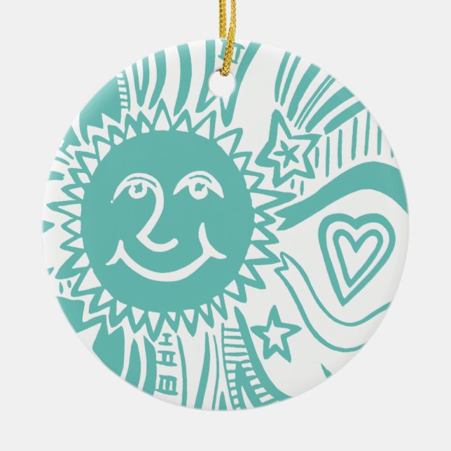 Personalized Sun Pattern Ceramic Ornament (Front)