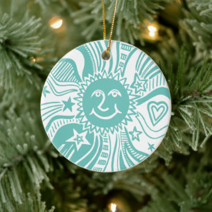 Personalized Sun Pattern Ceramic Ornament