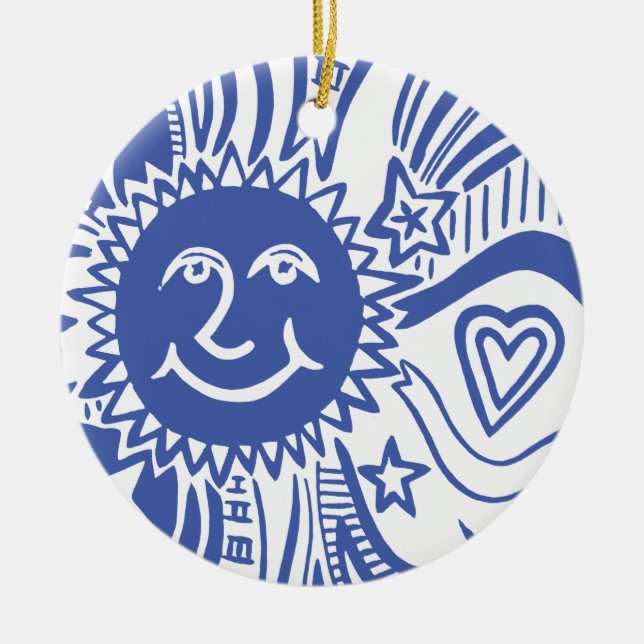 Personalized Sun Pattern Ceramic Ornament (Front)