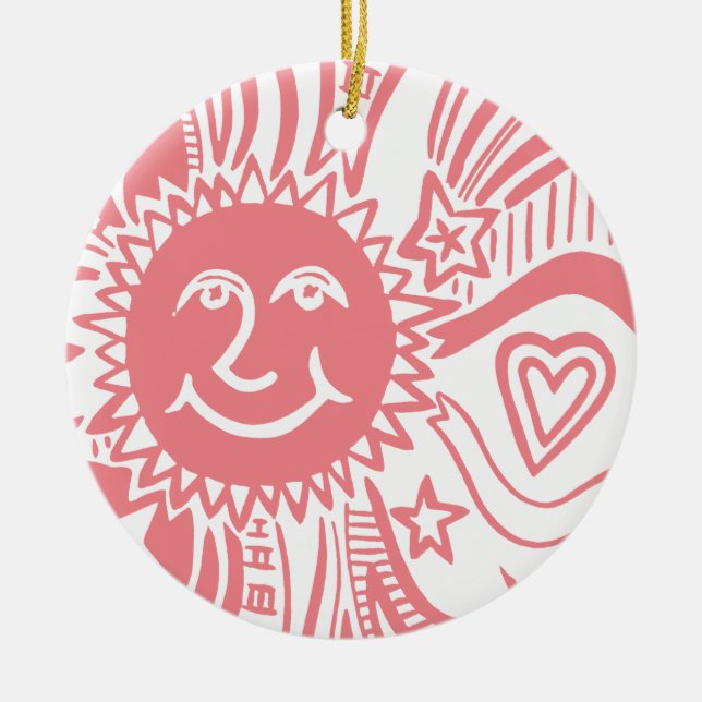Personalized Sun Pattern Ceramic Ornament (Front)