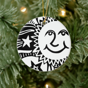 Personalized Sun Pattern Ceramic Ornament