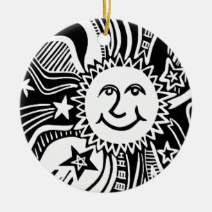 Personalized Sun Pattern Ceramic Ornament