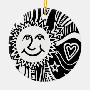 Personalized Sun Pattern Ceramic Ornament