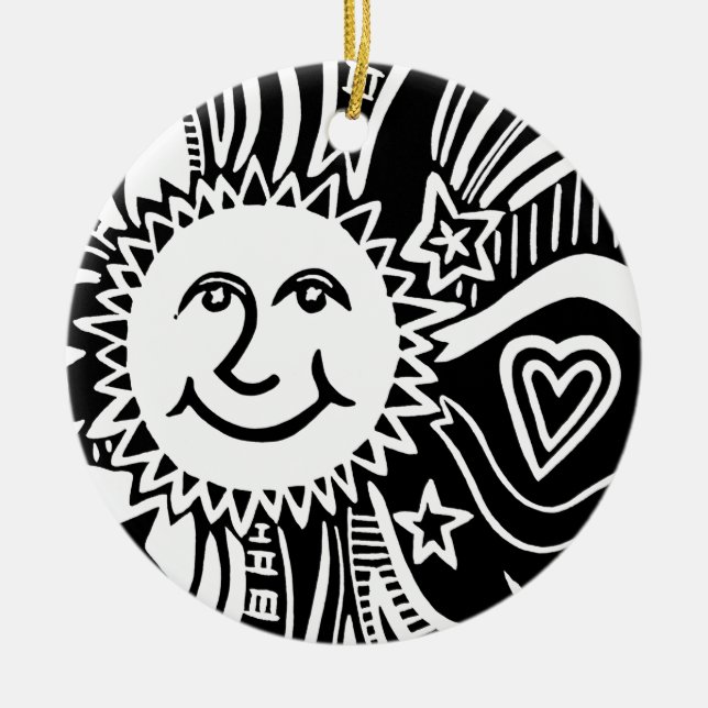 Personalized Sun Pattern Ceramic Ornament (Front)
