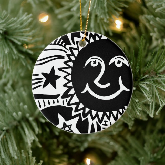 Personalized Sun Pattern Ceramic Ornament (Tree)