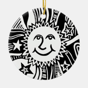 Personalized Sun Pattern Ceramic Ornament