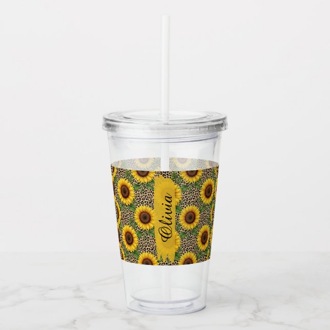 Personalized Sunflower Acrylic Tumbler (Front)
