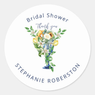 Personalized Sunflower Bridal Shower Thank You Classic Round Sticker