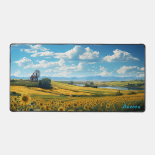 Personalized Sunflower Field and a Barn Desk Mat