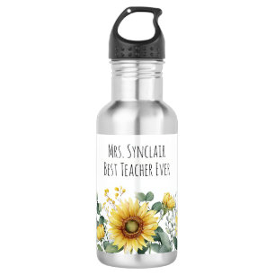 Personalized Sunflower Flower Teacher Appreciation 532 Ml Water Bottle