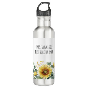 Personalized Sunflower Flower Teacher Appreciation 710 Ml Water Bottle