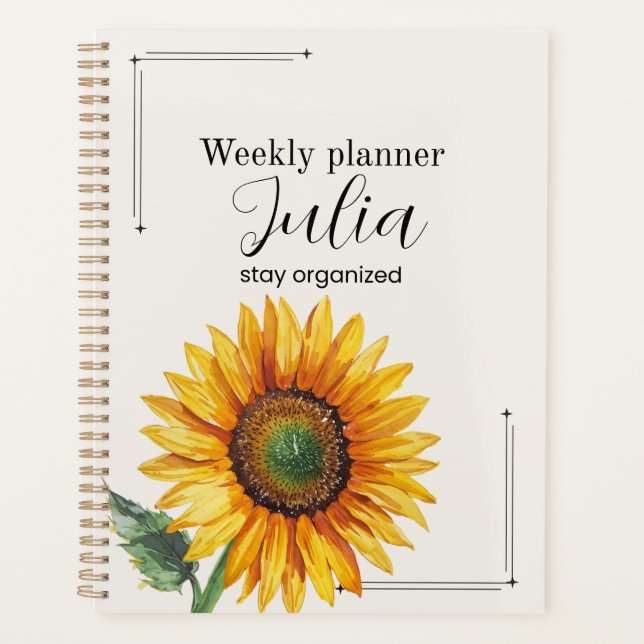 Personalized Sunflower Planner  (Front)