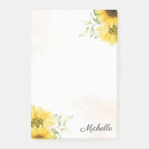 Personalized Sunflower Post-it Notes