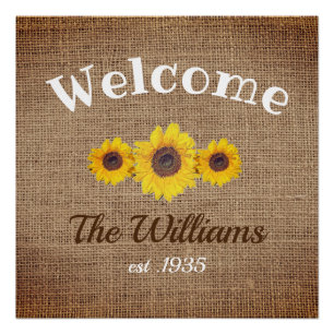 Personalized  sunflower trio -  Welcome Poster