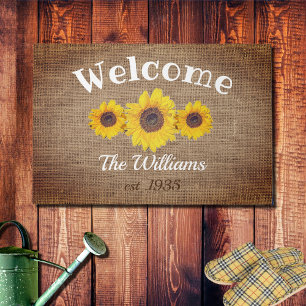 Personalized  sunflowers -  Welcome Doormat