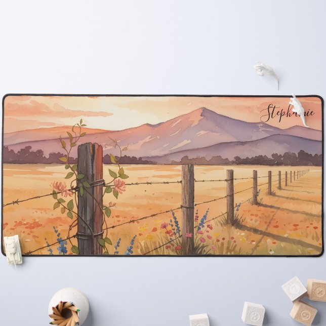 Personalized Sunset Wildflower Field Desk Mat (Creator Uploaded)