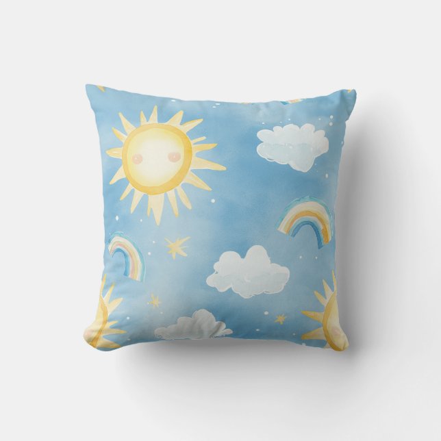 Personalized Sunshine and Cloud Dream Throw Pillow (Front)