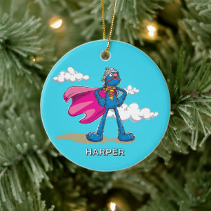 Personalized Super Grover   Custom Name & Photo Ceramic Ornament