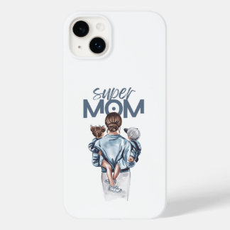 Personalized Super Mom with Son and Daughter Gift Case-Mate iPhone 14 Plus Case