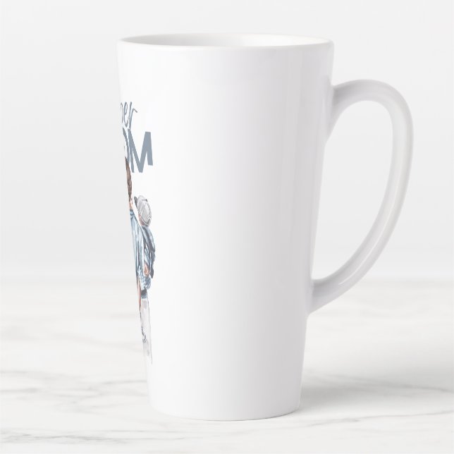 Personalized Super Mom with Son and Daughter Gift Latte Mug (Right)