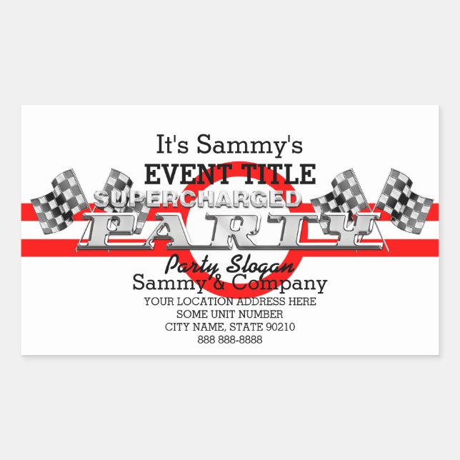 Personalized Supercharged Performance Party Rectangular Sticker (Front)