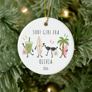 Personalized Surf Girl Era Christmas Ornament