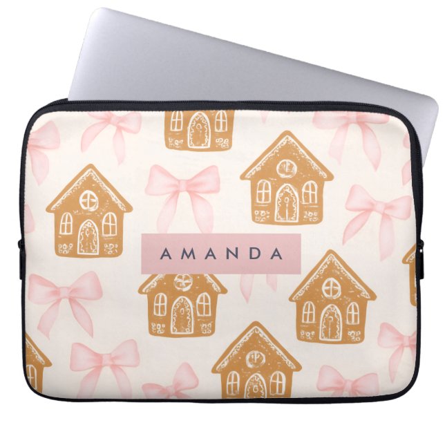 Personalized Sweet Gingerbread House Laptop Sleeve (Front)
