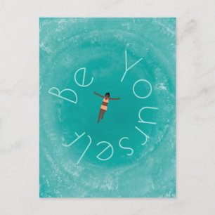 Personalized swimming in the blue ocean postcard