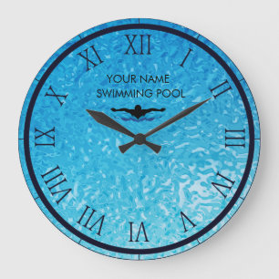 Personalized Swimming Pool Water Large Clock