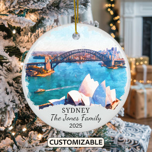 Personalized Sydney Ornament, Australia Gift Ceramic Ornament