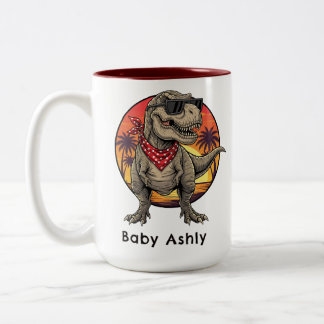Personalized T-Rex dinosaur Two-Tone Coffee Mug