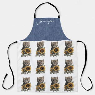 Personalized Tabby Cat Flower All-Over Print Apron