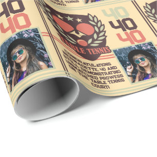 Personalized Table Tennis Name Photo Age Birthday Wrapping Paper