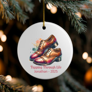 Personalized Tap Dance Ornament, Custom Tap Shoes Ceramic Ornament